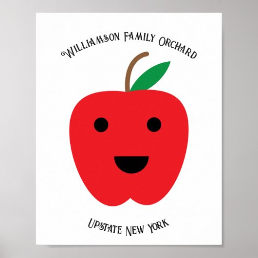 Apple Red Kawaii Orchard personaliseren Poster (Voorkant)