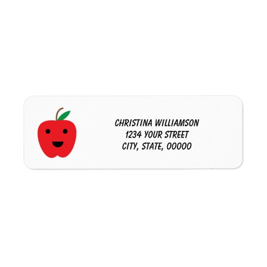 Apple Red Kawaii personalize retouradres Etiket (Voorkant)