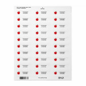 Apple Red Kawaii personalize retouradres Etiket (Full Sheet)