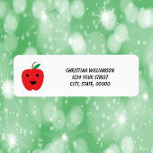 Apple Red Kawaii personalize retouradres Etiket