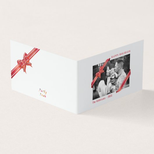 Apple Red Ribbon-kerstfoto Kaart (Buitenkant)