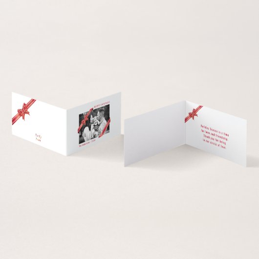 Apple Red Ribbon-kerstfoto Kaart (Binnen en buitenkant)