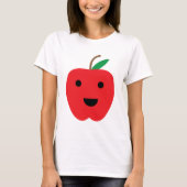 Apple Red Schattige Kawaii Face T-shirt (Voorkant)