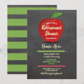 Apple Retirement Party Red Teacher Chalk Rustic Kaart (Voorkant / Achterkant)