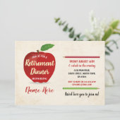 Apple Retirement Rustic Party Red Teacher Cream Kaart (Staand voorkant)