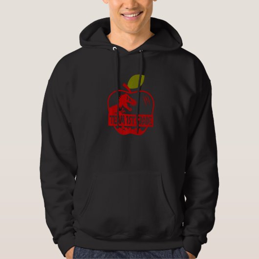 Apple Rex Dinosaur Terug naar school Team Eerste k Hoodie (Voorkant)