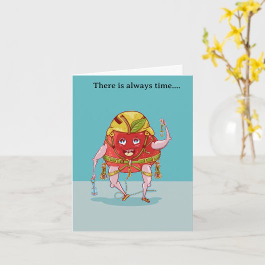 Apple Rock Climber Grappig fruit Kaart (Gele Bloem)