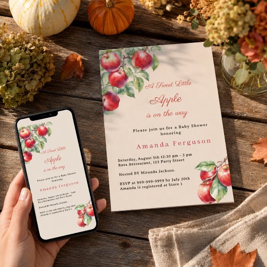 Apple rode gingham meisje Baby Shower Kaart