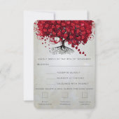 Apple Rode Hartblad Zwarte Boom Bruiloft RSVP Kaartje (Voorkant)