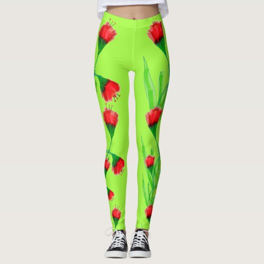 Apple rood en Limoen Leggings (Voorkant)