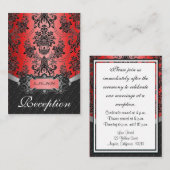 Apple rood en zwart Damask bruiloft receptie Kaart (Voorkant / Achterkant)