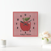 Apple (rood) vierkante klok (Huis)