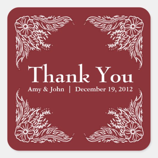 Apple rood & wit bruiloft dank u Sticker (Voorkant)