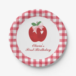Apple Roze Strik preppy Coquette 1e verjaardag Papieren Bordje