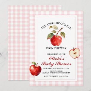Apple Roze Strik preppy Coquette Baby Shower Kaart