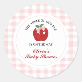 Apple Roze Strik preppy Coquette Baby Shower Ronde Sticker