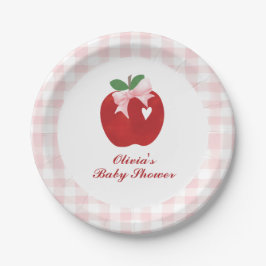 Apple Roze Strikje Preppy Coquette Baby Shower Papieren Bordje