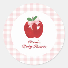 Apple Roze Strikje Preppy Coquette Baby Shower Ronde Sticker
