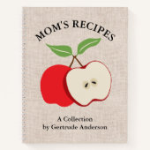 Apple Rustic Faux Burlap Mam's Recipe Cookbook Notitieboek (Voorkant)