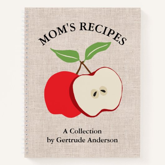 Apple Rustic Faux Burlap Mam's Recipe Cookbook Notitieboek (Voorkant)