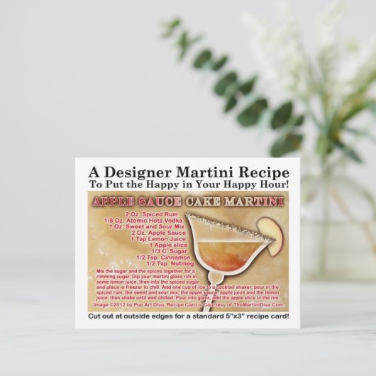 Apple Sauce Cake Martini Recept Briefkaart (Staand voorkant)