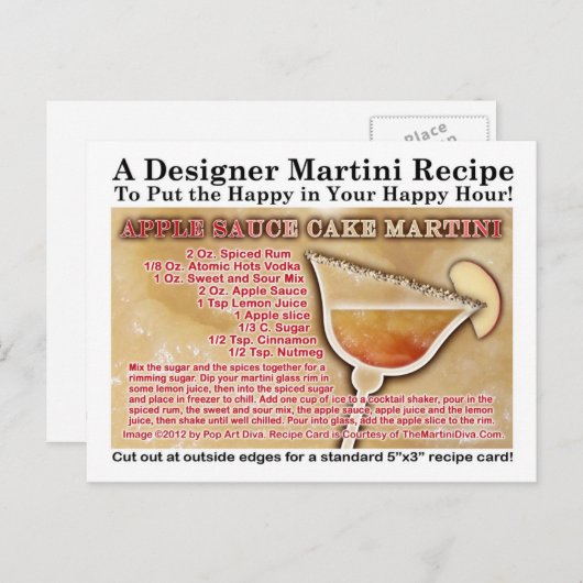 Apple Sauce Cake Martini Recept Briefkaart (Voorkant / Achterkant)