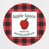 Apple Sauce Canning bewaart Plaid C Food Label (Design 2)