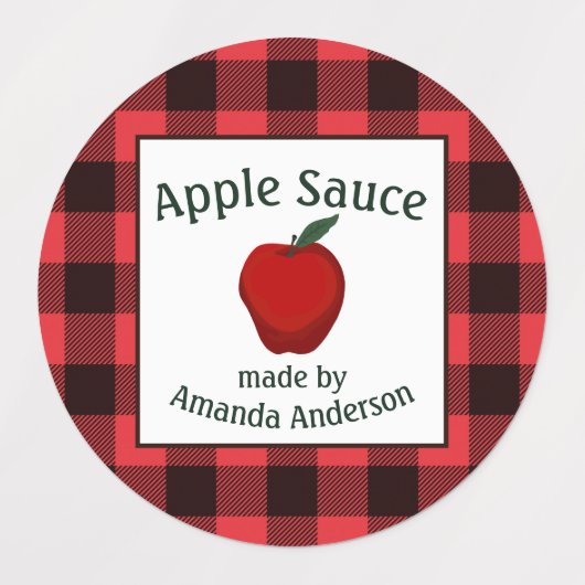 Apple Sauce Canning bewaart Plaid C Food Label (Design 1)
