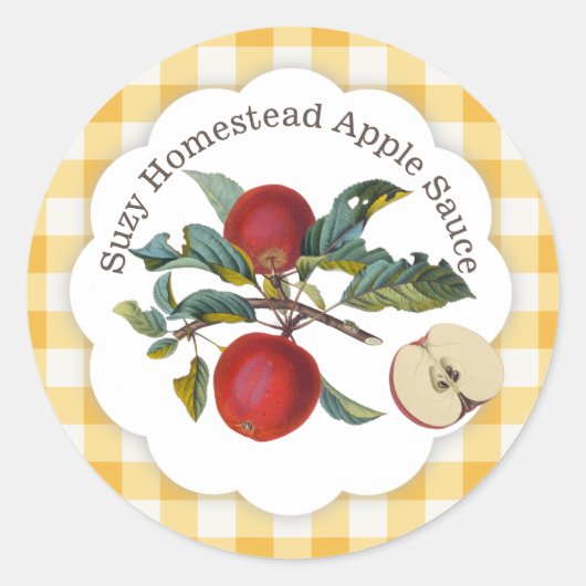 Apple Sauce Classic Gingham Ronde Sticker (Voorkant)