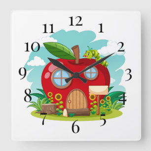 Apple School House Vierkante Klok
