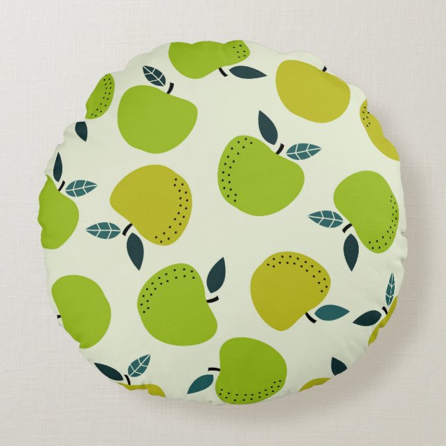 Apple seamless pattern. Fruit theme illustration.a Rond Kussen (Voorkant)