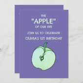 Apple Slice Fruit Kids Verjaardag uitnodiging (Voorkant / Achterkant)
