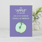 Apple Slice Fruit Kinderverjaardagsuitnodiging Kaart (Staand voorkant)