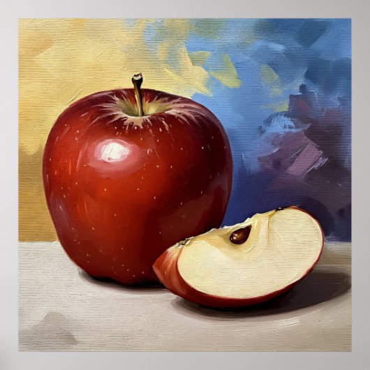 Apple Slice - Painterly Style Stilleven Kunst Poster (Voorkant)