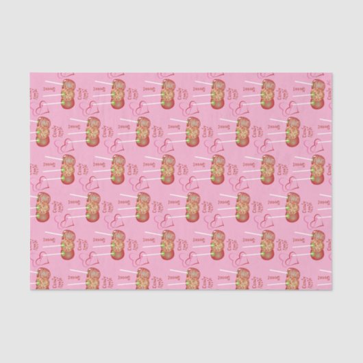 Apple Snoep Pattern roze Weefpapier Tissuepapier (Voorkant)