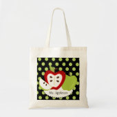 Apple Stippen Personalized Teacher Tote Bag (Voorkant)
