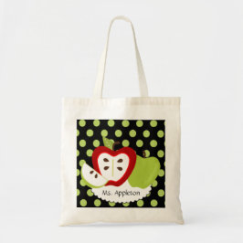 Apple Stippen Personalized Teacher Tote Bag