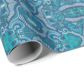 Apple Stripe Bohemian Arabesque Pattern Blue Blauw Cadeaupapier (Rol Hoek)