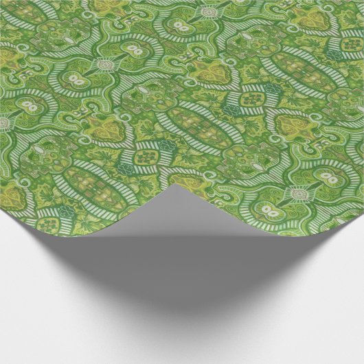 Apple Stripe Bohemian Arabesque Pattern Chartreuse Cadeaupapier (Hoek)