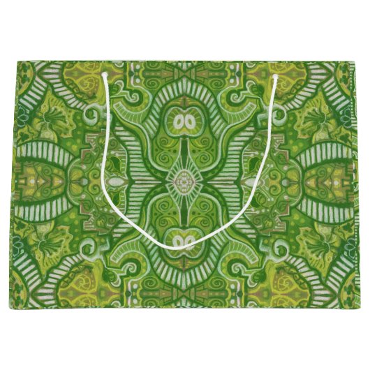 Apple Stripe Bohemian Arabesque Pattern Chartreuse Groot Cadeauzakje (Voorkant)