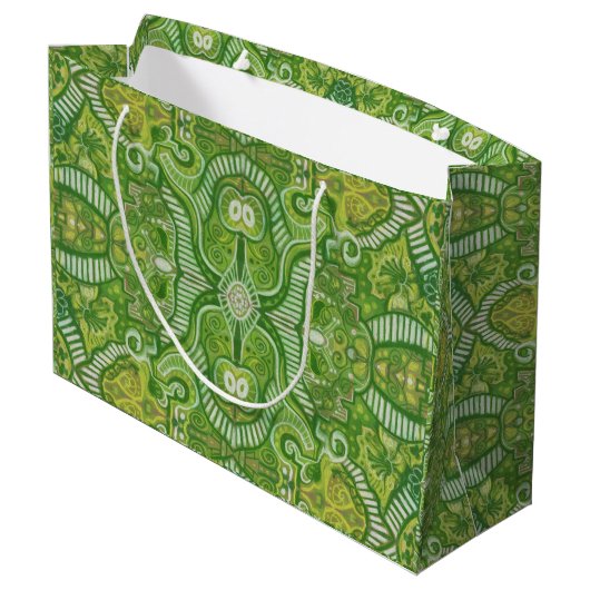 Apple Stripe Bohemian Arabesque Pattern Chartreuse Groot Cadeauzakje (Achterkant Gekanteld)