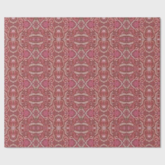Apple Stripe Bohemian Arabesque Pattern Copper Red Cadeaupapier (Vlak)