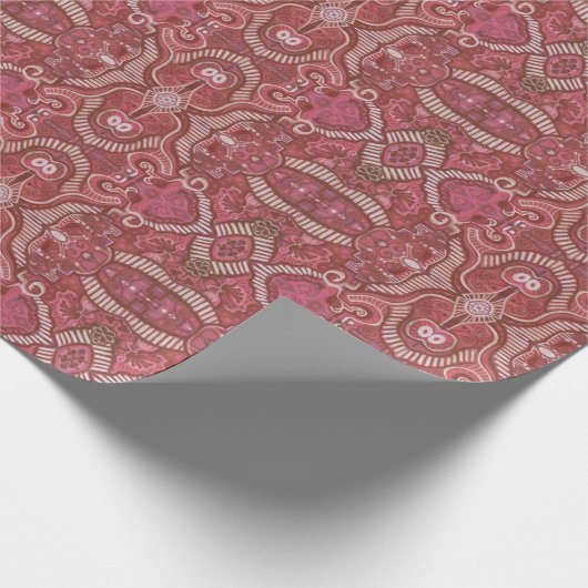 Apple Stripe Bohemian Arabesque Pattern Copper Red Cadeaupapier (Hoek)