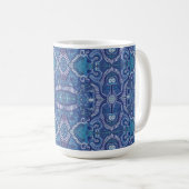 Apple Stripe Bohemian Boho Arabesque Pattern Blue Koffiemok (Voorkant rechts)