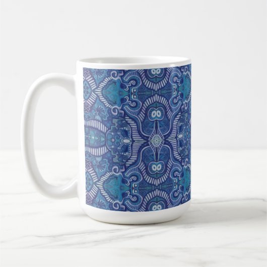 Apple Stripe Bohemian Boho Arabesque Pattern Blue Koffiemok (Links)