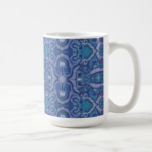 Apple Stripe Bohemian Boho Arabesque Pattern Blue Koffiemok