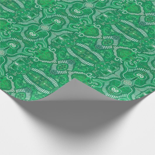 Apple Stripe Bohemian Boho Arabesque Pattern Green Cadeaupapier (Hoek)