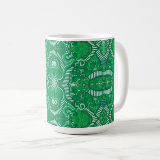 Apple Stripe Bohemian Boho Arabesque Pattern Green Koffiemok (Voorkant rechts)