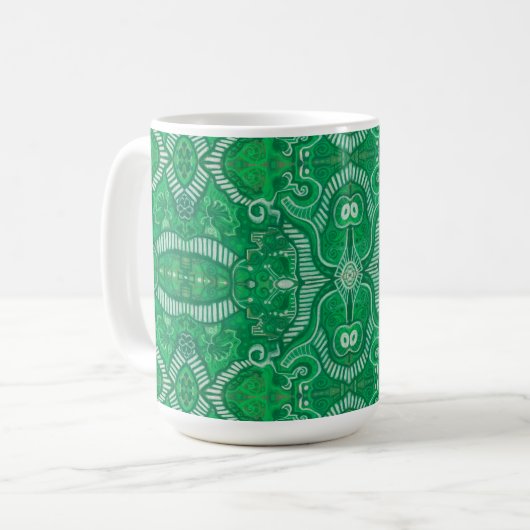 Apple Stripe Bohemian Boho Arabesque Pattern Green Koffiemok (Voorkant links)