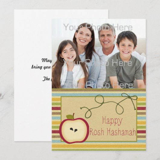 Apple, Stripes, Rosh Hashanah-fotokaart Feestdagenkaart (Voorkant / Achterkant)